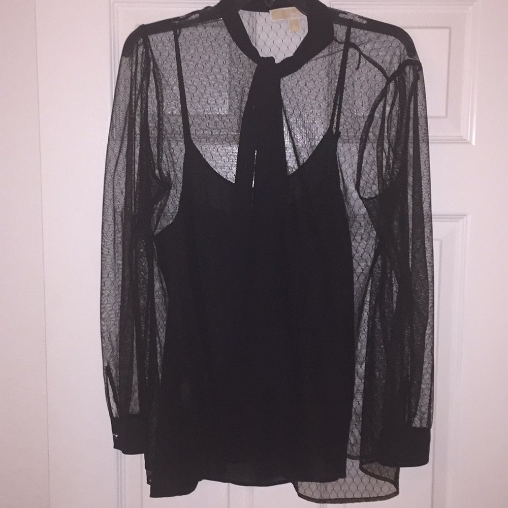 Michael kors long sleeve mesh blouse